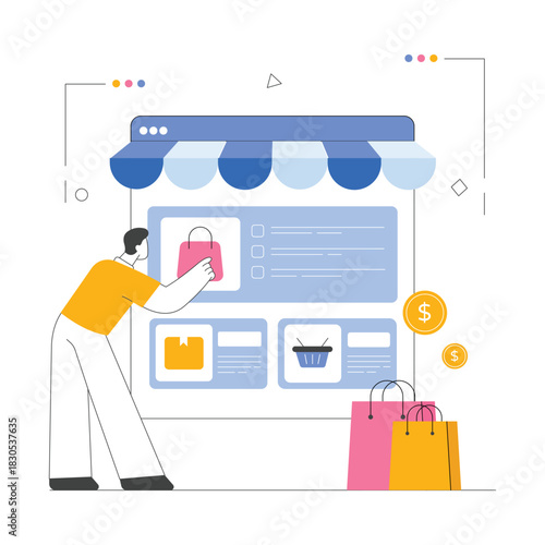 E-commerce Shopping Website Vector Illustration EPS 10 File
