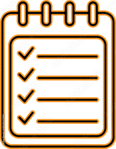 Checklist on a notepad with spiral binding and lines