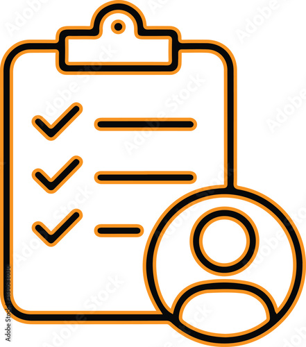 Clipboard with checklist and user icon for task management