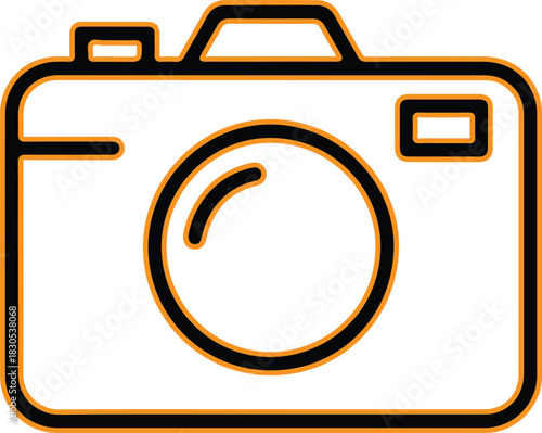 Simple line art illustration of a vintage camera icon