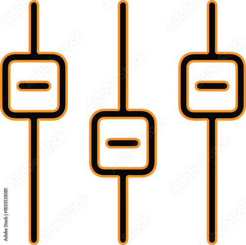 Three vertical sliders with minus signs for adjustment