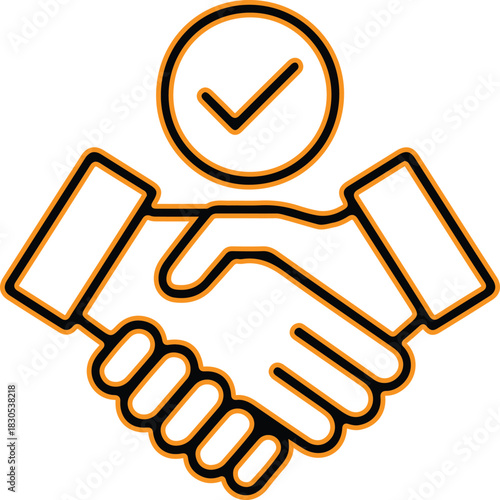 Handshake icon with checkmark symbolizing agreement and trust