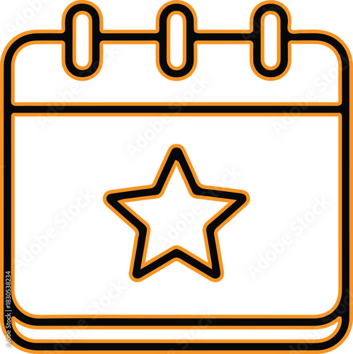 Calendar with star icon representing important date or event