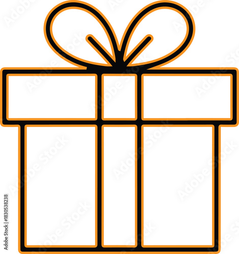 Simple line art gift box with bow icon