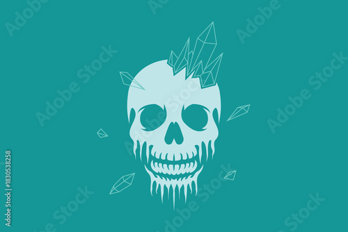 Death and Cold Skull freeze head Illustration Artwork Halloween and Christmas Holiday