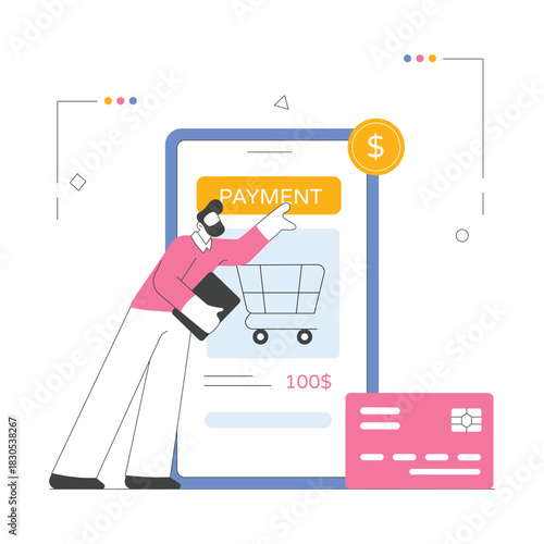 Online Purchase And Paying Vector Illustration EPS 10 File