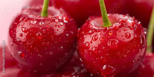 Glistening Red Cherries Macro