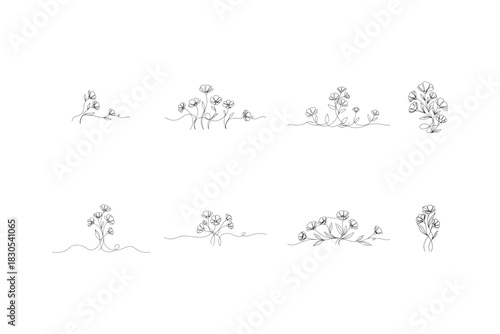 Continuous Line Art Flower Bouquet Set | Minimal Botanical Decor
