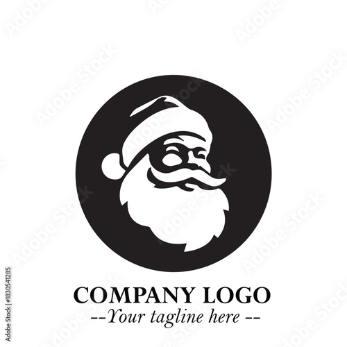 Santa Claus Logo Symbol in Black on White Background for Classic Holiday Branding and Design ArtPlus