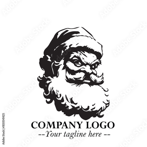 Santa Claus Logo Symbol in Black on White Background for Classic Holiday Branding and Design ArtPlus