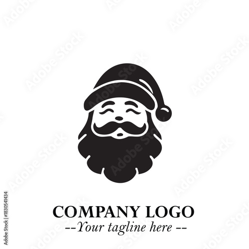 Santa Claus Logo Symbol in Black on White Background for Classic Holiday Branding and Design ArtPlus