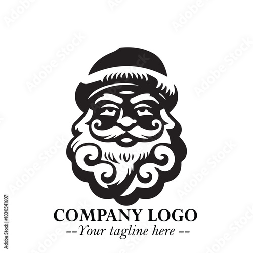 Santa Claus Logo Symbol in Black on White Background for Classic Holiday Branding and Design ArtPlus