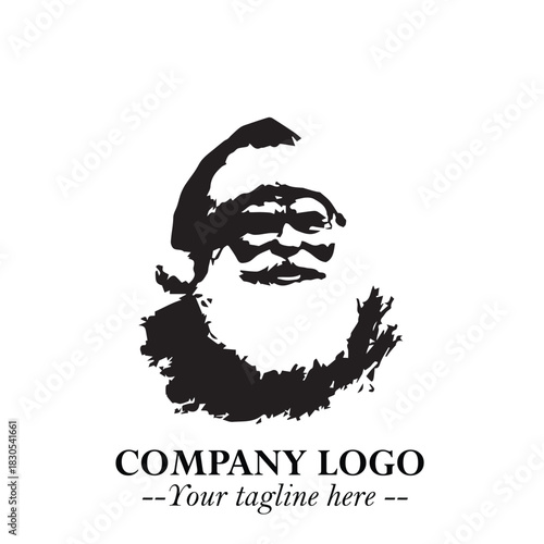 Santa Claus Logo Symbol in Black on White Background for Classic Holiday Branding and Design ArtPlus