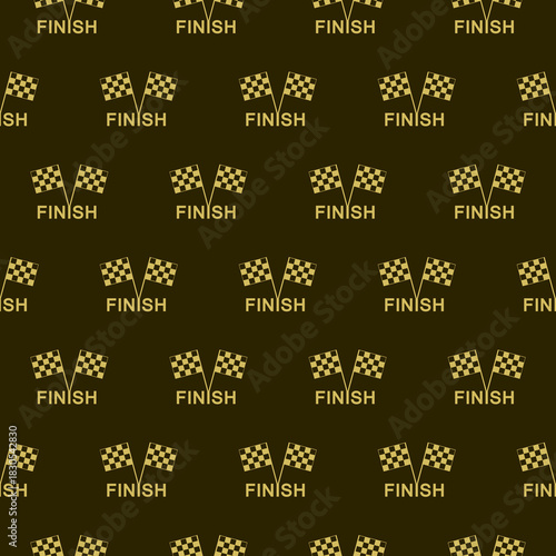 Flags for the race start and finish seamless pattern isolated on color background