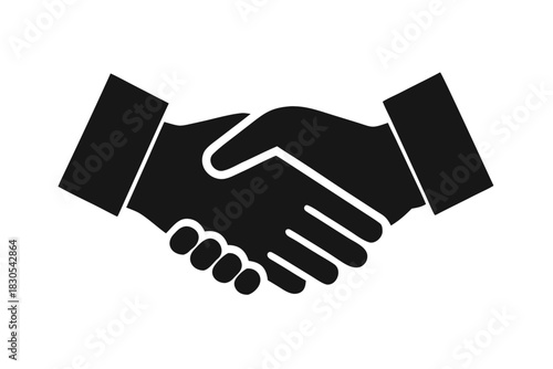 Handshake icon silhouette vector, Business agreement handshake black symbol
