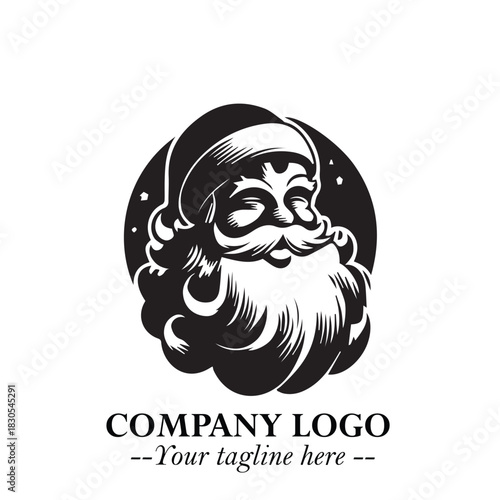 Santa Claus Logo Symbol in Black on White Background for Classic Holiday Branding and Design ArtPlus