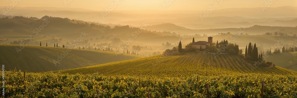 Fototapeta premium Hills and a field serve as a natural background for text or layout design, ideal for editorial headers