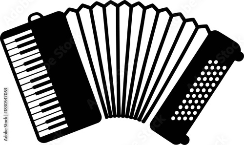 Black silhouette of an accordion musical instrument