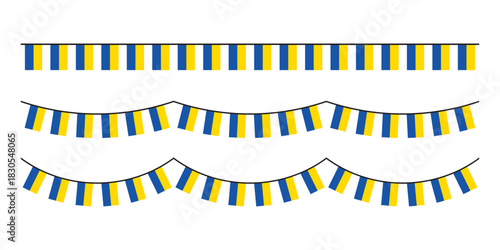 Seamless flag of Ukraine party bunting border. Flat design illustration.	