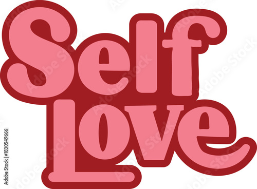 Retro Bubble Font "Self Love" Typography Sticker