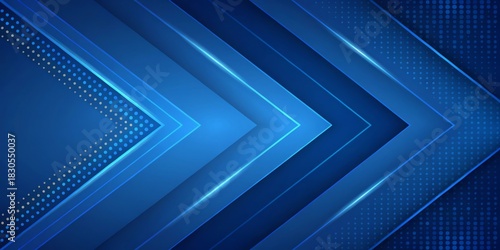 Modern abstract blue geometric background with glowing chevrons