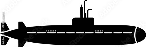 Silhouette of a modern military submarine on a neutral background
