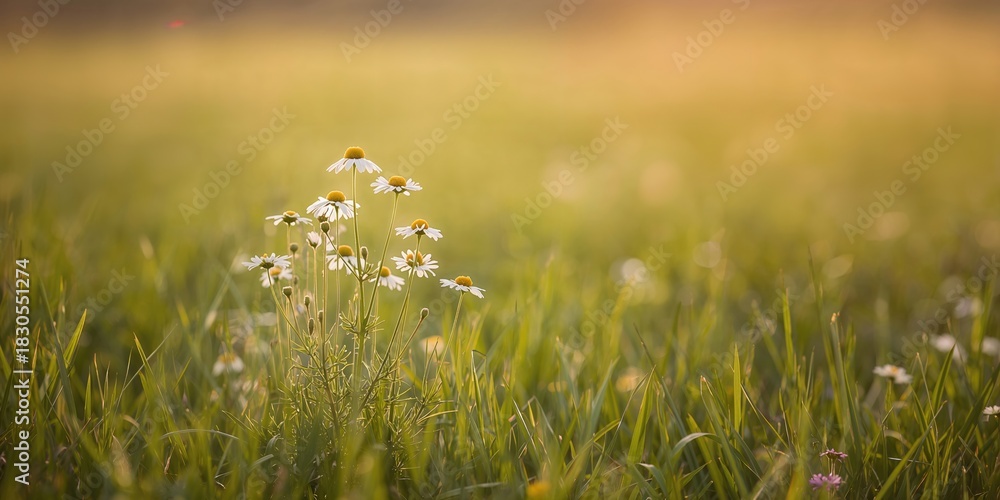 Fototapeta premium White camomile flowers in a plain background used as a calming herbal tea ingredient, emphasizing natural remedies