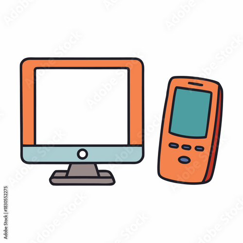 A PC and mobile phone sit side by side, seamlessly connected as they share data, apps, and notifications, creating a smooth digital workspace for work, play, and communication.”