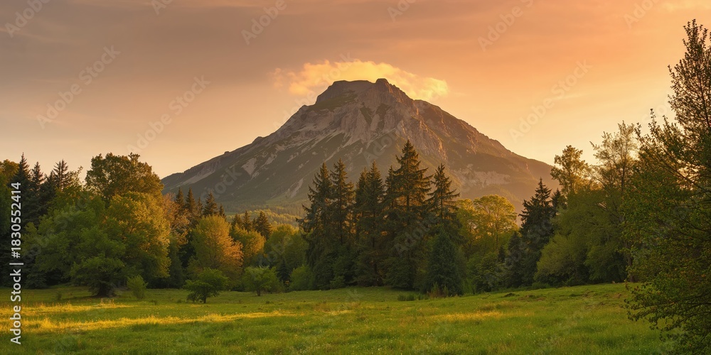 Obraz premium Summer scene of Pietrele Albe mountain peak with rugged terrain and clear skies, emphasizing natural erosion risk