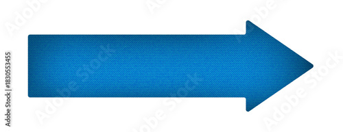 Horizontal blue long arrow icon pointing right with a subtle, repeating denim or woven textile texture