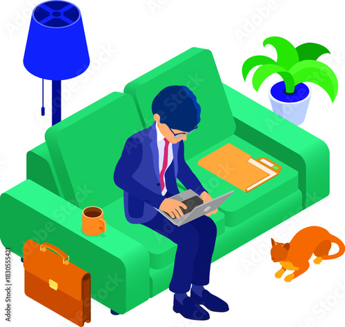 businessman working remotely from home