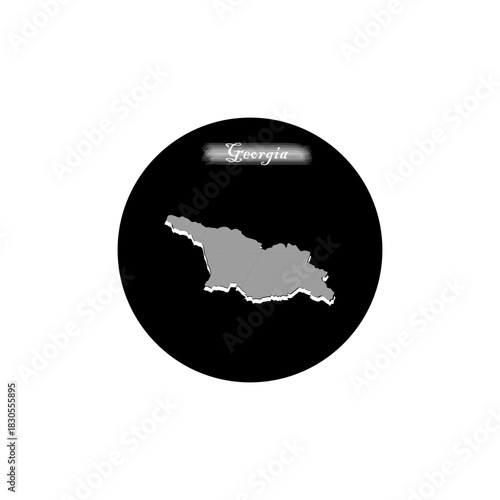 georgia map color black and white simple design.
