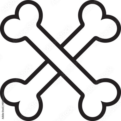 Crossed bones vector icon representing danger, warning, or pirate themes isolated on a black background