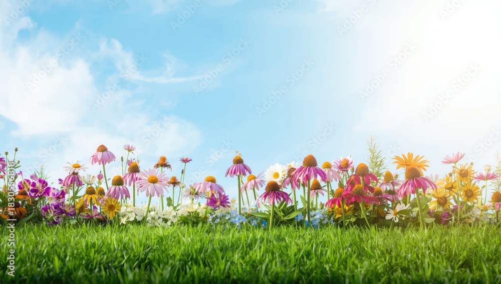 Obraz premium Beautiful garden flowers used as a background for beauty club branding, floral pattern for layout design