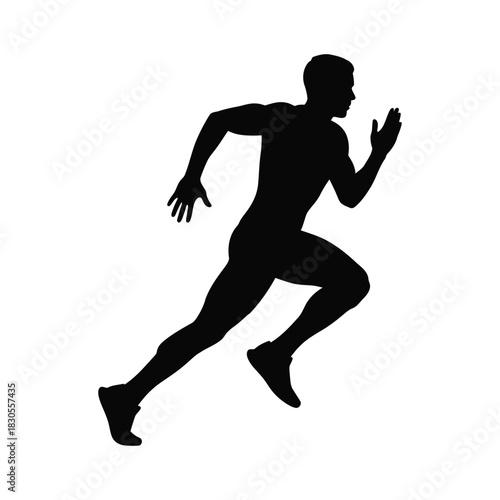 Athlete running fast sprinting runner silhouette vector, Running man silhouette