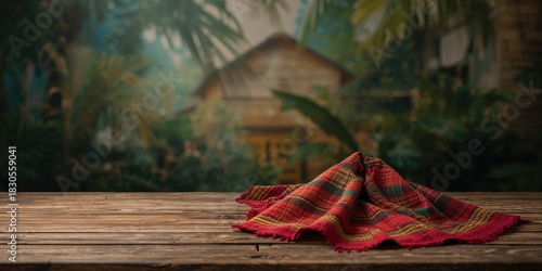 Bright green ferns in terracotta pots arranged with decorative stones beside a blue mosaic ceramic basin, designed as a tranquil garden feature