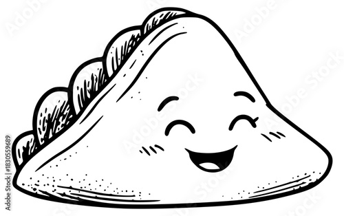 Cute smiling empanada line art