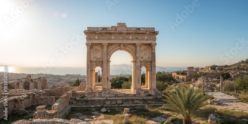 Fototapeta Naklejka Na Ścianę i Meble -  Atlantic Ocean coast landscape with heavy waves, Morocco background, water, sky, beach, summer, travel, nature, landscape, sea, mountain, erosion risk