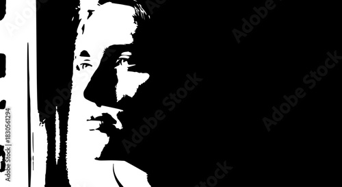 Black vector illustration of a fashionable dancing woman and girl in profile