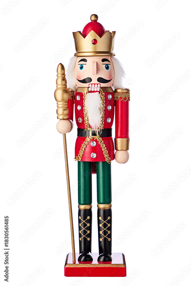 Naklejka premium Christmas Toy Nutcracker Soldier Isolated on White Background
