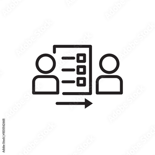 Task delegation icon symbolizing responsibility transfer, work assignment, and authority distribution, representing organizational management, workload balancing, team leadership, and accountability.