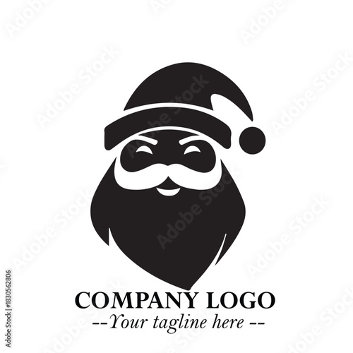 Santa Claus Logo Symbol in Black on White Background for Classic Holiday Branding and Design ArtPlus