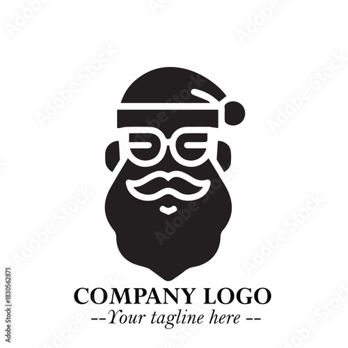 Santa Claus Logo Symbol in Black on White Background for Classic Holiday Branding and Design ArtPlus