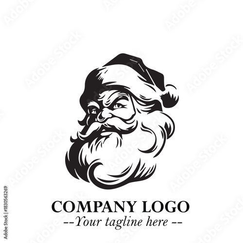 Santa Claus Logo Symbol in Black on White Background for Classic Holiday Branding and Design ArtPlus
