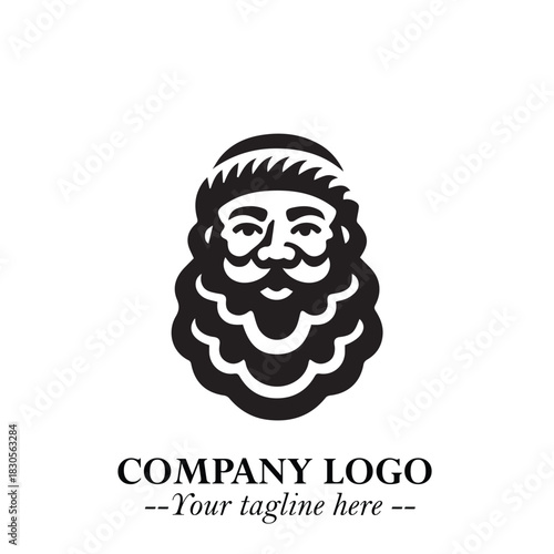 Santa Claus Logo Symbol in Black on White Background for Classic Holiday Branding and Design ArtPlus