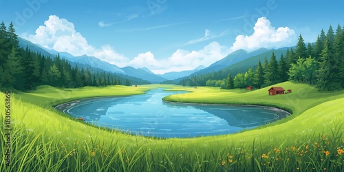 Fototapeta Naklejka Na Ścianę i Meble -  Flat lay summer fashion accessories including sunglasses, rattan bag, and tropical palm leaf, ideal for outdoor styling, World Environment Day