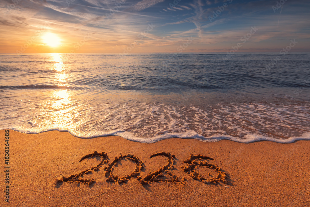 Fototapeta premium Happy New Year 2026 beautiful sea sunrise