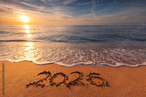 Happy New Year 2026 beautiful sea sunrise