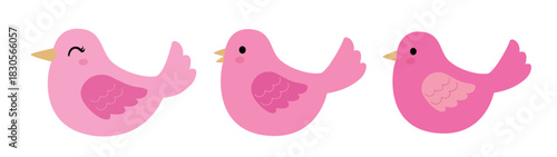 Set of Valentine pink love birds flat vector illustration.
Happy Valentine's Day.
For greeting card, poster, banner, leaflet.