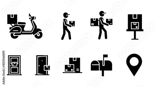 Black vector silhouette set of disabled people icons and business pictograms illustrating men and women symbols for office service